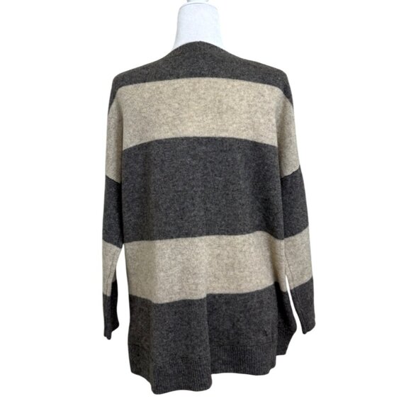 Vince Striped Sweater Wool Yak Hair Sweater Tunic Gray Cream Women Size S - Picture 3 of 8